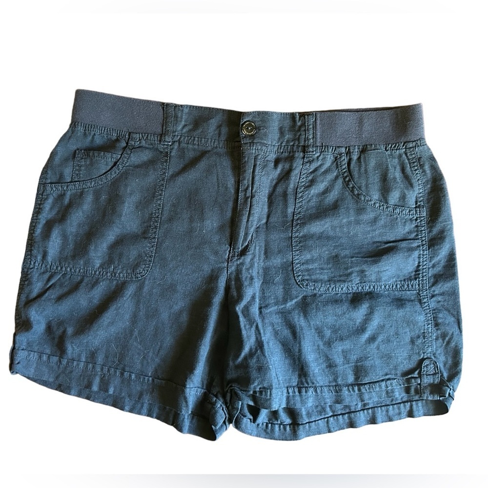 Gloria Vanderbilt Linen Shorts, Black, Size 14